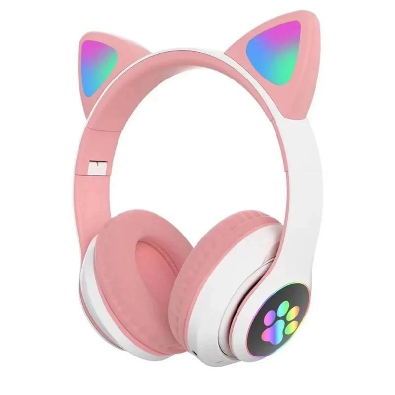 Fone Bluetooth Gamer Orelhas de Gato com Led Headphone