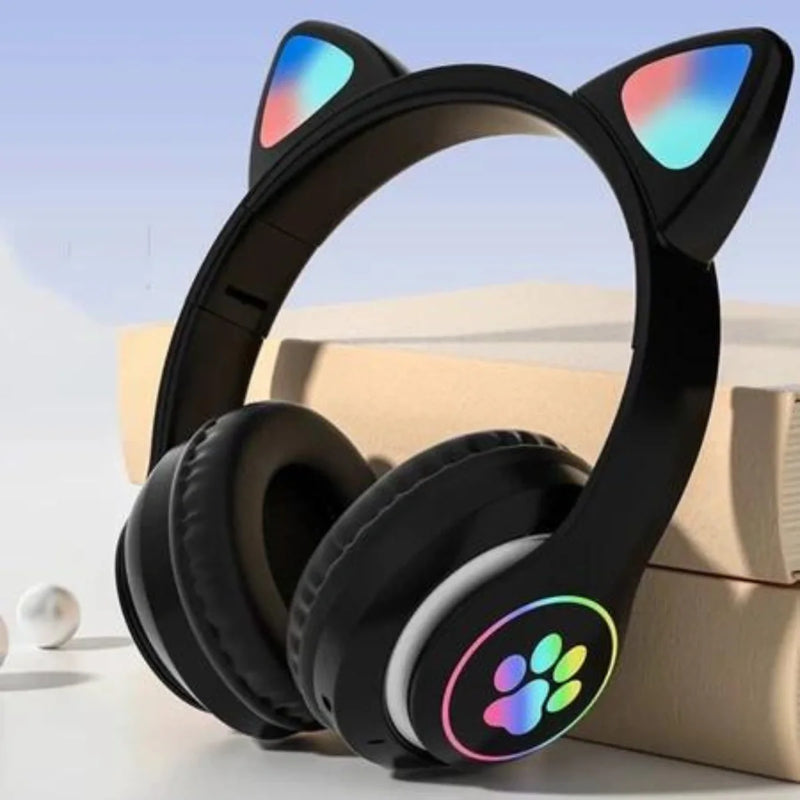 Fone Bluetooth Gamer Orelhas de Gato com Led Headphone